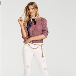 CAbi Franklin Red, White and Blue Blouse size L